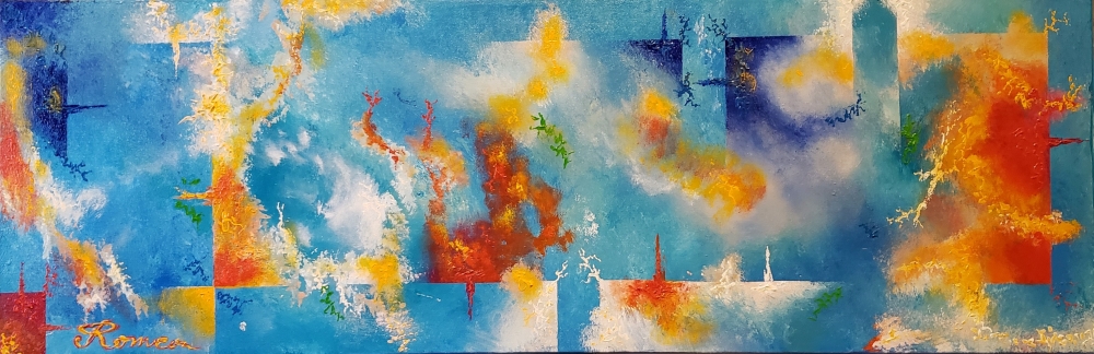 Thunder Lights, Acrylic On Canvas, 12x36 inch, SKU 1131