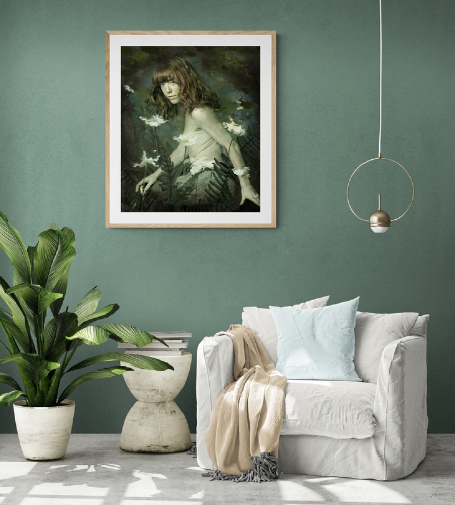 Portrait with White Flowers