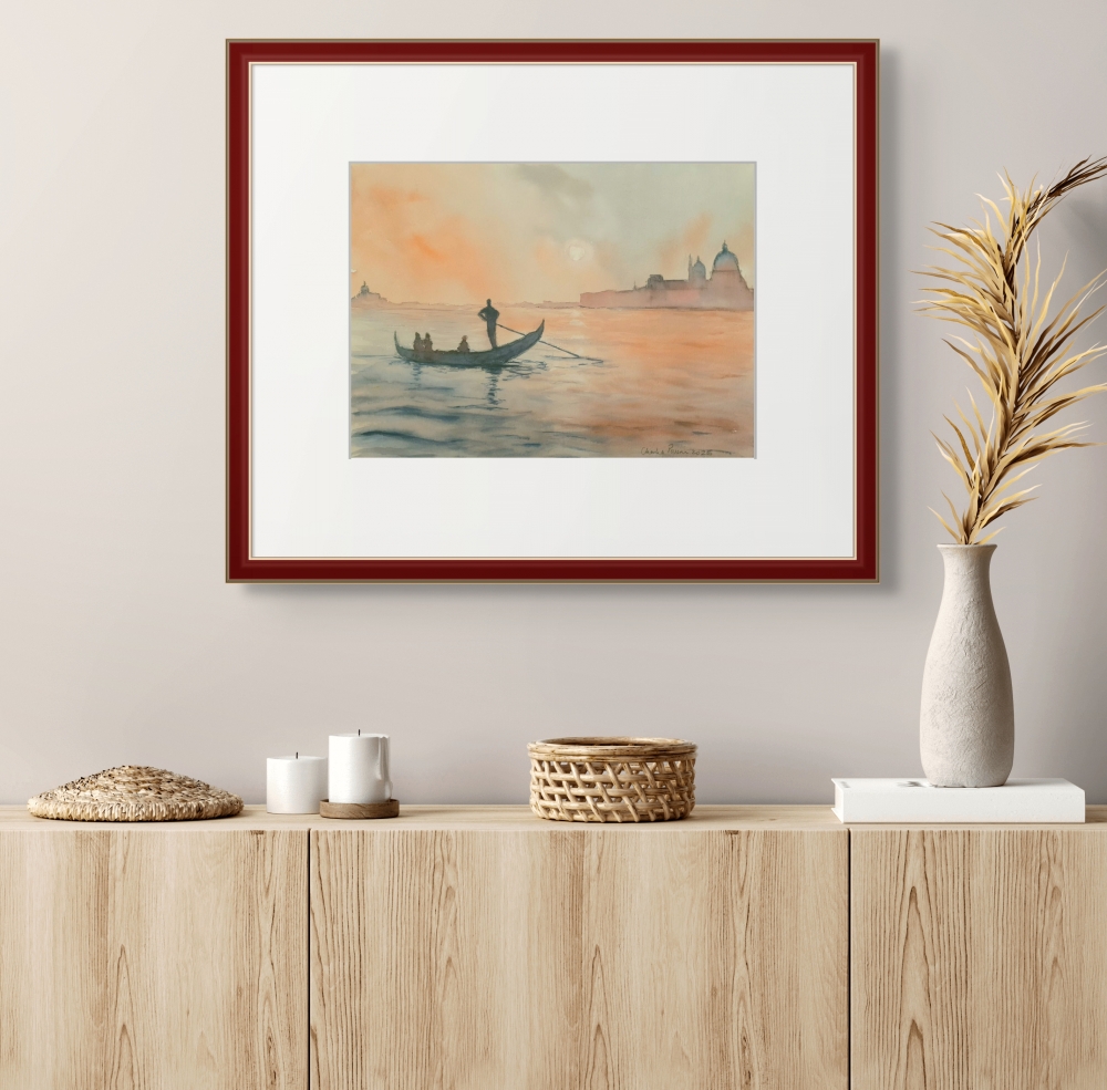 Venice at Sunrise. Original Signed Watercolour. 15x11 inches. Unframed