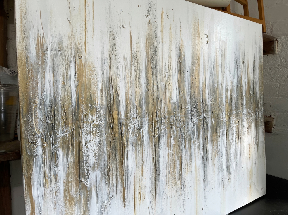 Large White and Gold Abstract Light