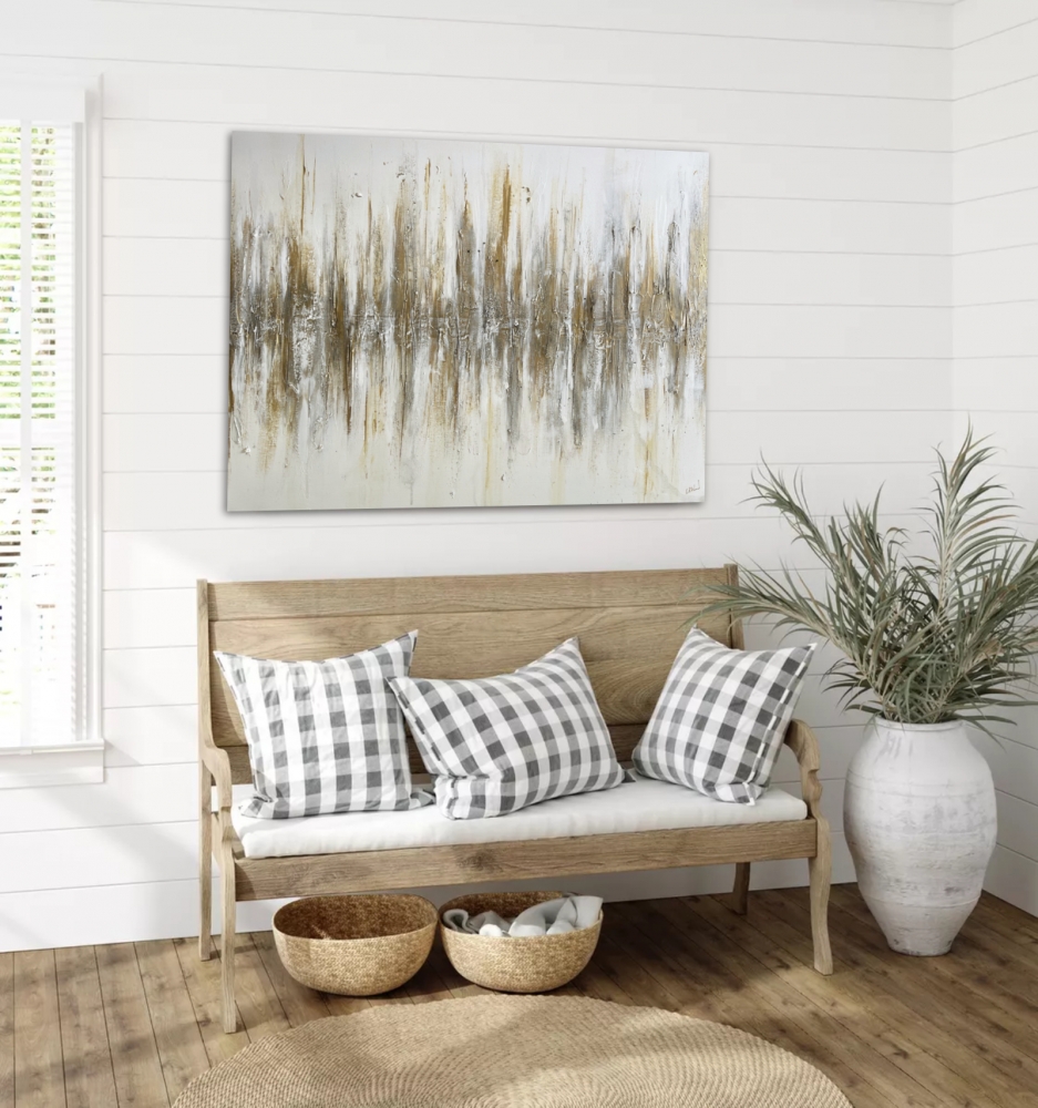 Large White and Gold Abstract Light