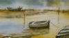 Boats at Low Tide. Original Signed Watercolour. 15x11 inches , Unframed