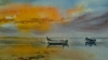 Boats at Sunset. Original Signed Watercolour. 15x11 inches