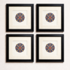 Geometric Harmony Set — 4 Framed Medallion original art in Blue, Gold & Red