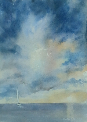 Sail and Sky . Original Watercolour 11x15 inches.   UNFRAMED