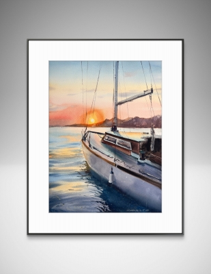 Yacht at sunset #7