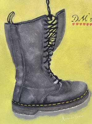 Silver Doc Marten Boot - Hand Drawn 