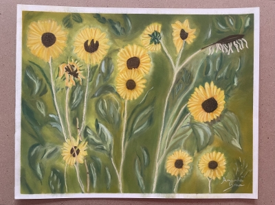 A Cluster of Sunflowers - Hand Drawn 