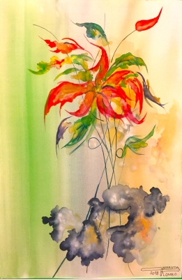 Exotic Flowers 3, 12x18 inch, Watercolors, On Cold Press Paper SKU 4055 