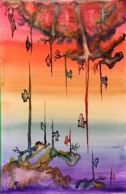The violet energy, 12x18 inch, water colors SKU 4069  