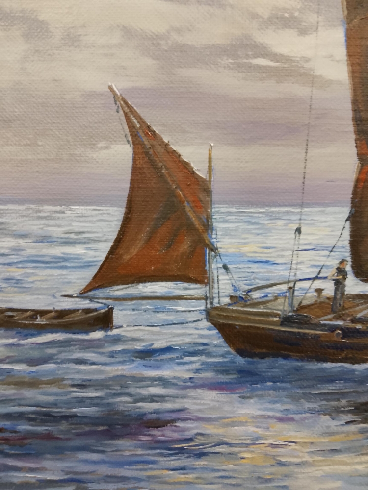 THAMES SAILING BARGES IN THE MOONLIGHT