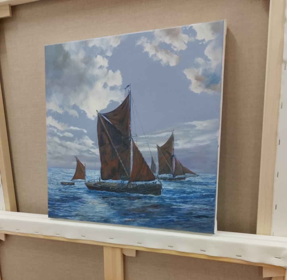 THAMES SAILING BARGES IN THE MOONLIGHT