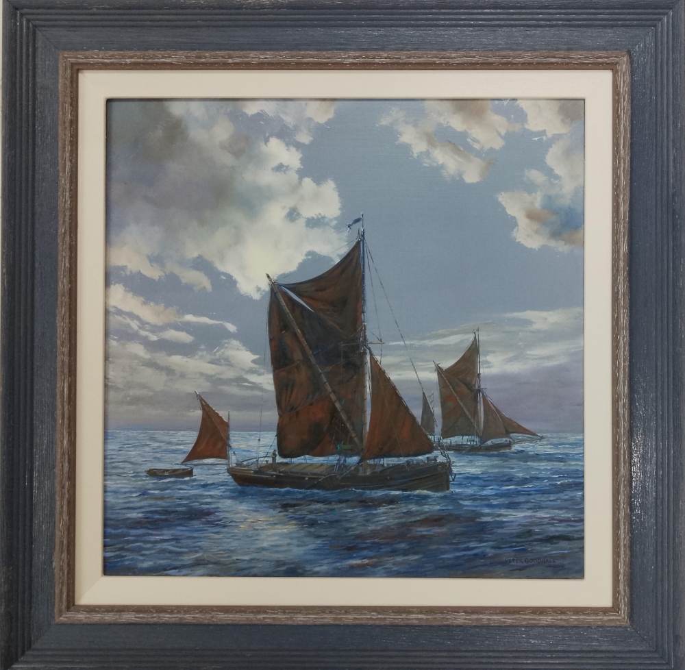 THAMES SAILING BARGES IN THE MOONLIGHT