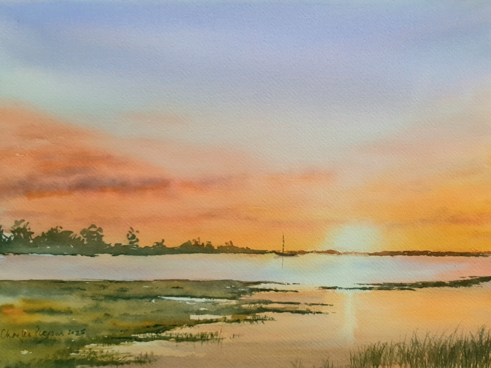 Warm Sunset. Original Signed Watercolour. 15x11 inches