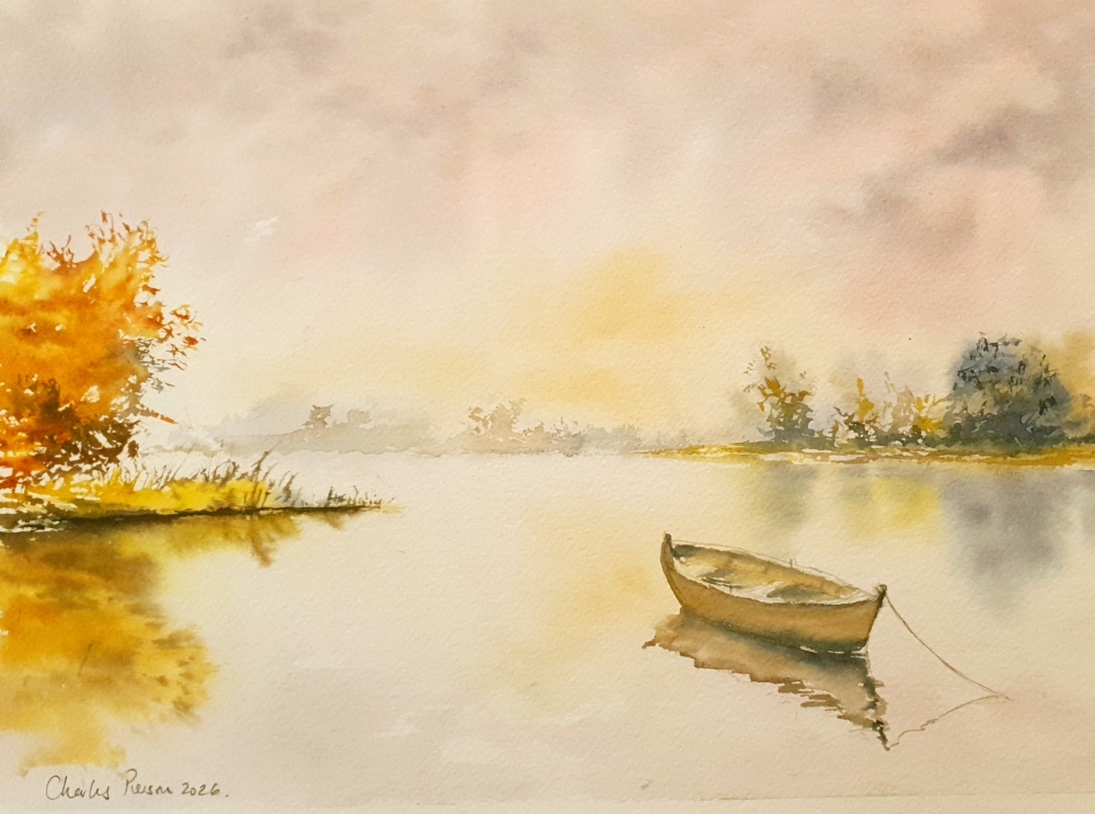 Peaceful Morning on the Lake. Original Watercolour