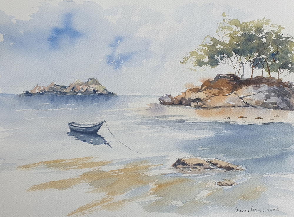 Tranquil Islands. Original Signed Watercolour. 15x11 inches; 38x28cm
