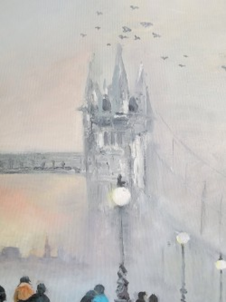 Tower bridge with mist
