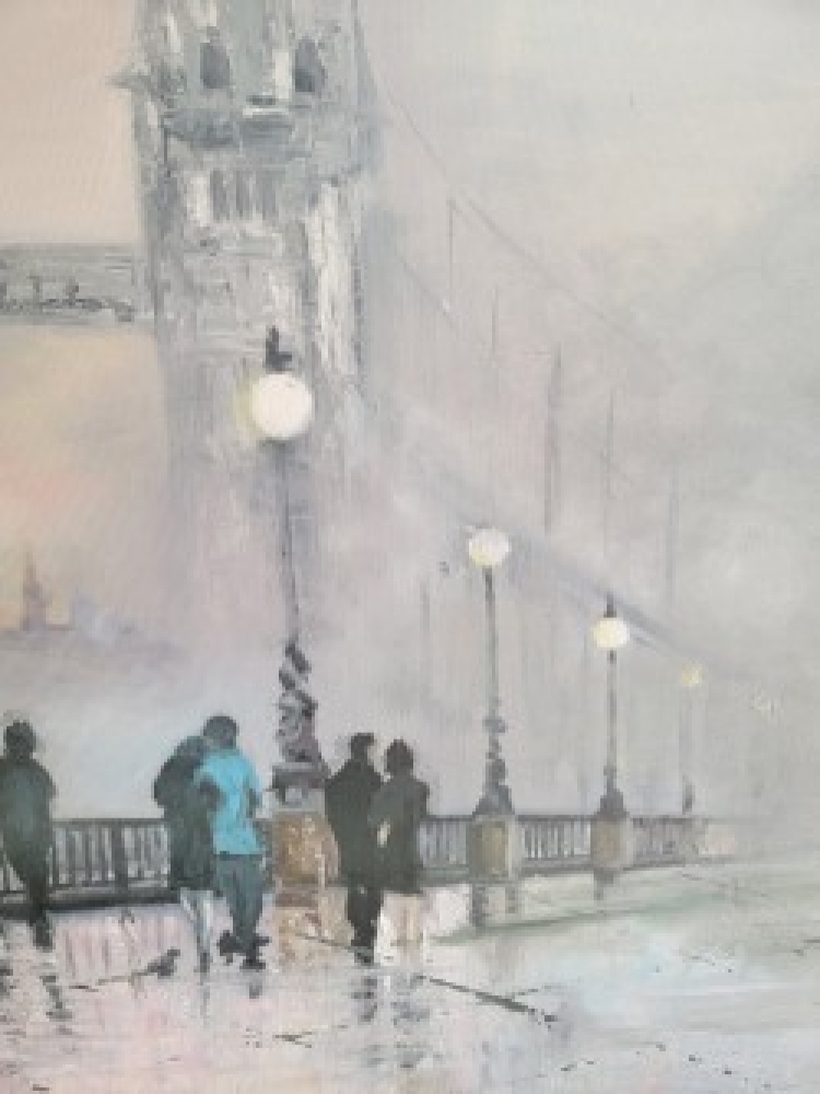 Tower bridge with mist
