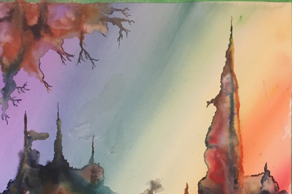 Antisymmetric, 15x22, inch,Watercolors on Cold Press Paper SKU 4079