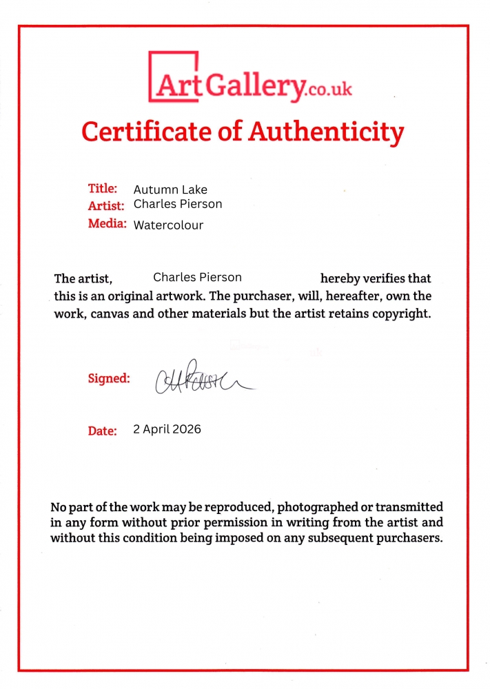 Autumn Lake. Original Signed Watercolour.15x11 inches; 38x28cm