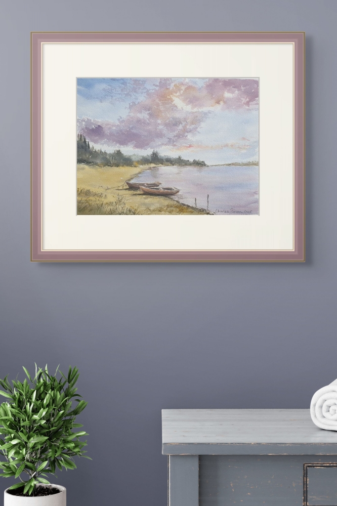 Summer Clouds Over the Lake. Original Watercolour 15x11 inches; 38x28cm