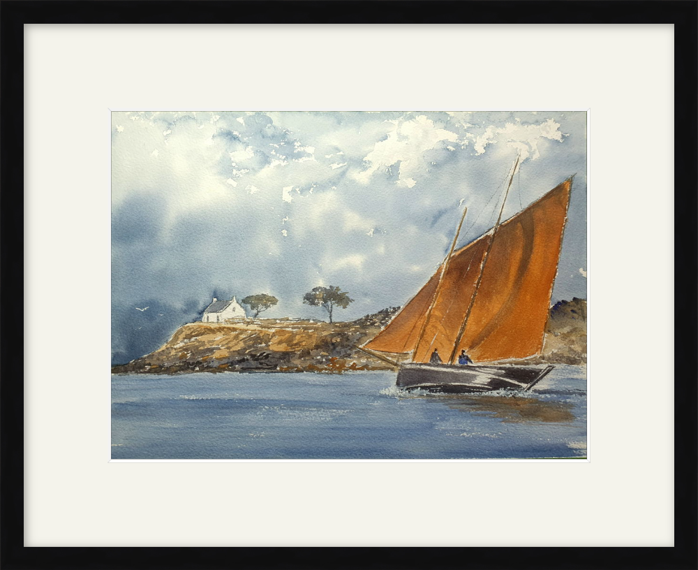 Breton Fishing Boat. Original Signed Watercolour 15x11 inches ; 38x28cm