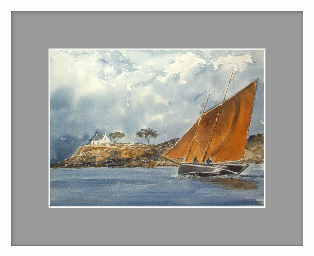 Breton Fishing Boat. Original Signed Watercolour 15x11 inches ; 38x28cm