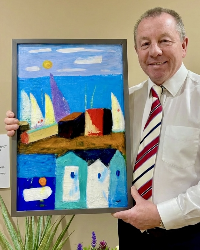 Harbour Bay – Abstract and colourful seascape Original acrylic Painting