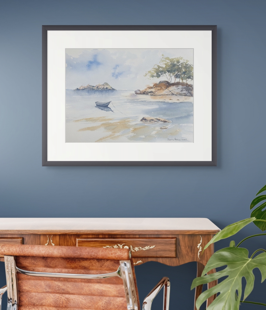 Tranquil Islands. Original Signed Watercolour. 15x11 inches; 38x28cm