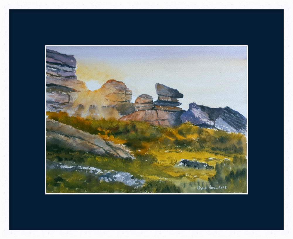 Dartmoor Sunset. Signed Watercolour