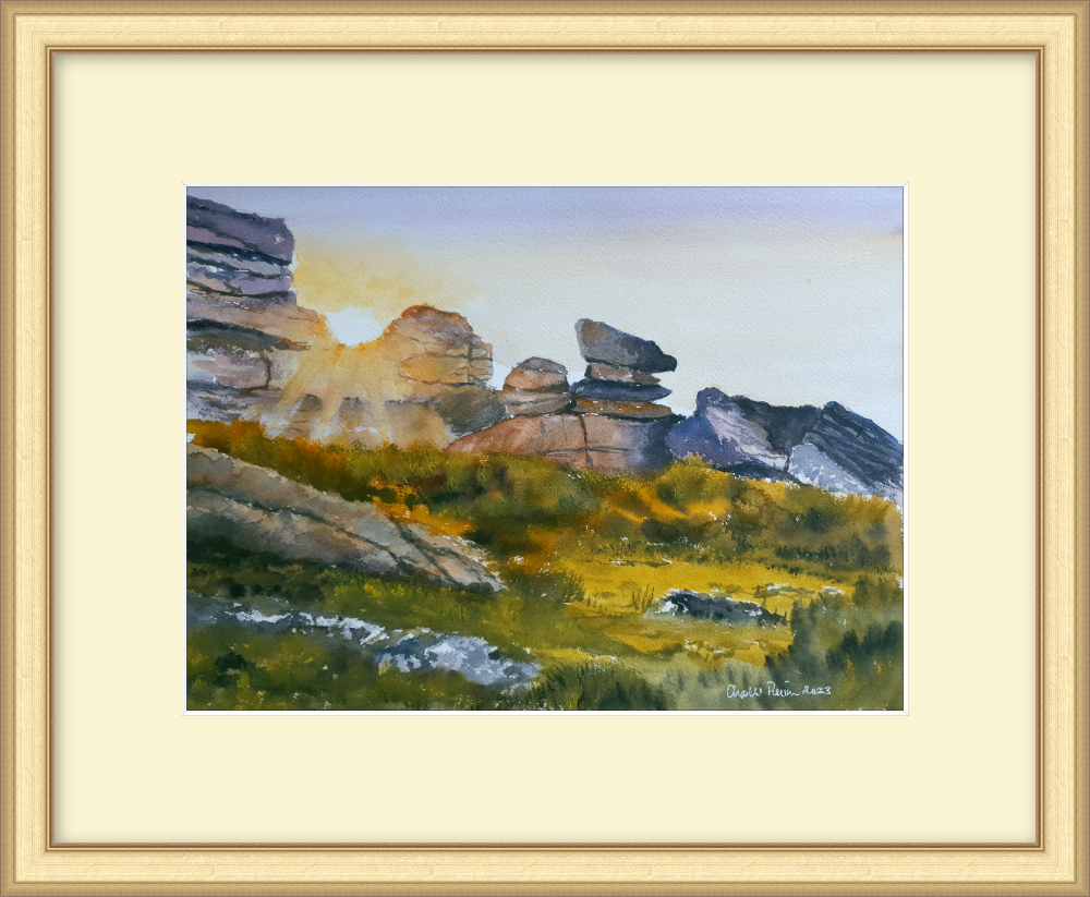 Dartmoor Sunset. Signed Watercolour