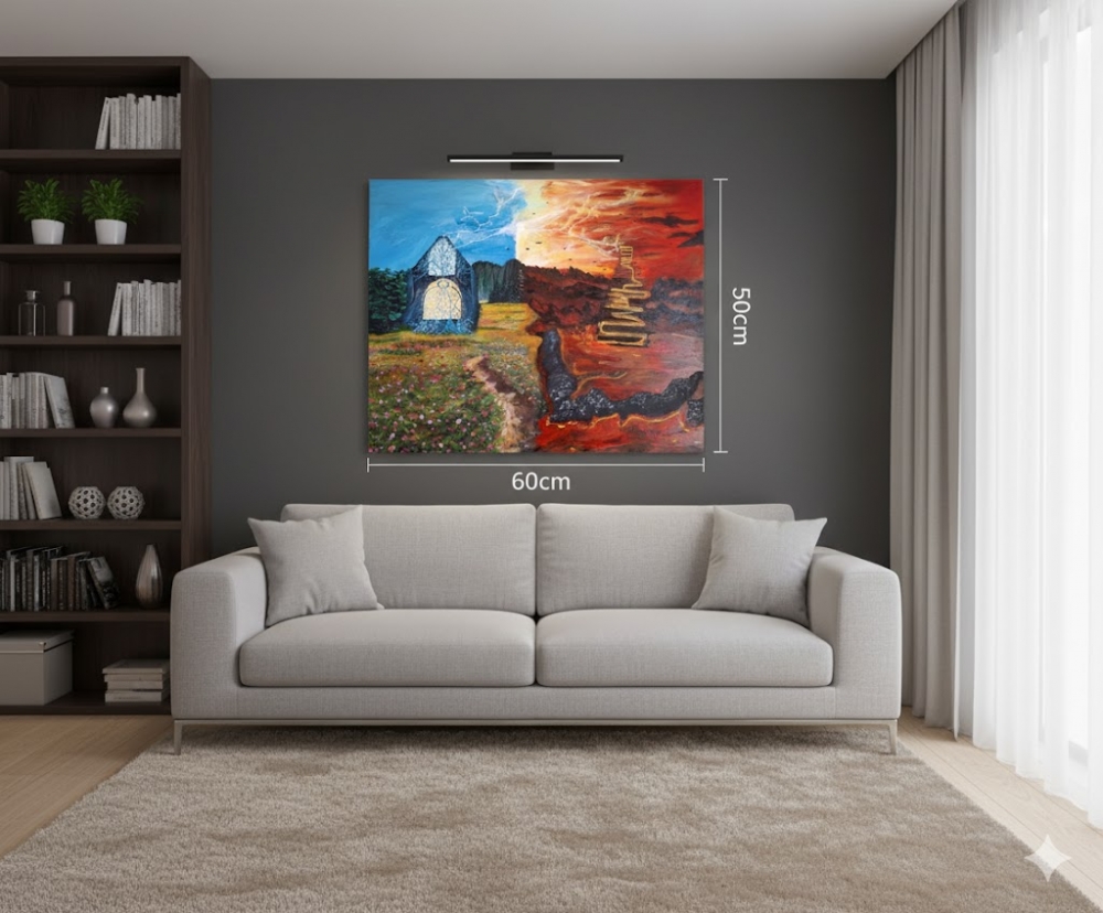 Heaven and Hell Dramatic Abstract Painting, Original Large Wall Art, Unique Dark Modern Art, Statement Piece for Living Room