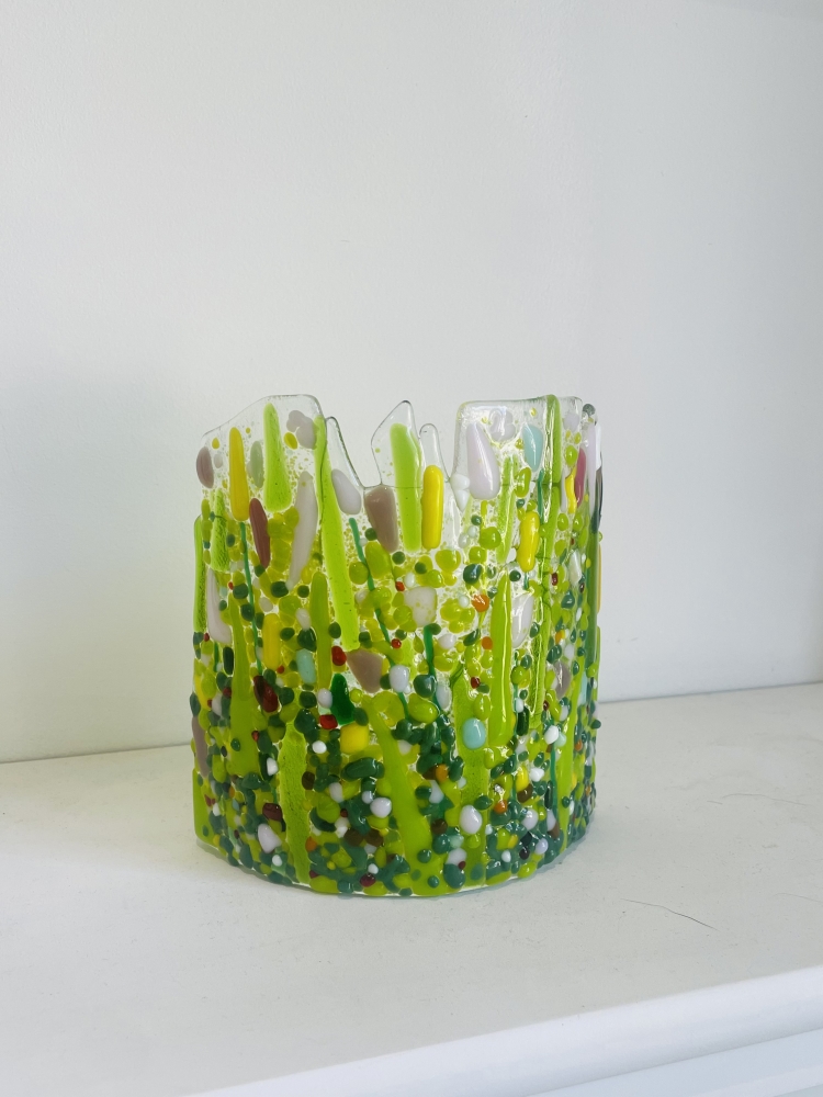 Green Flower Meadow Glass Arch