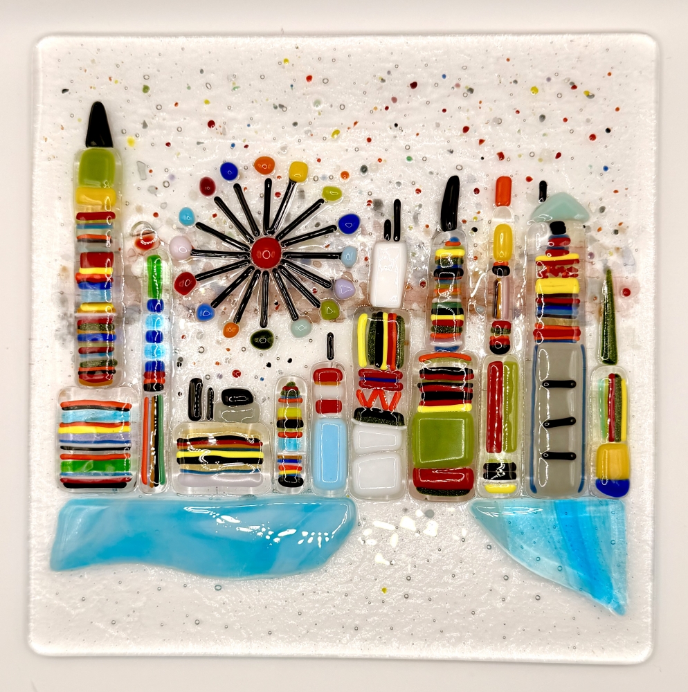 City Life Glass Framed Art