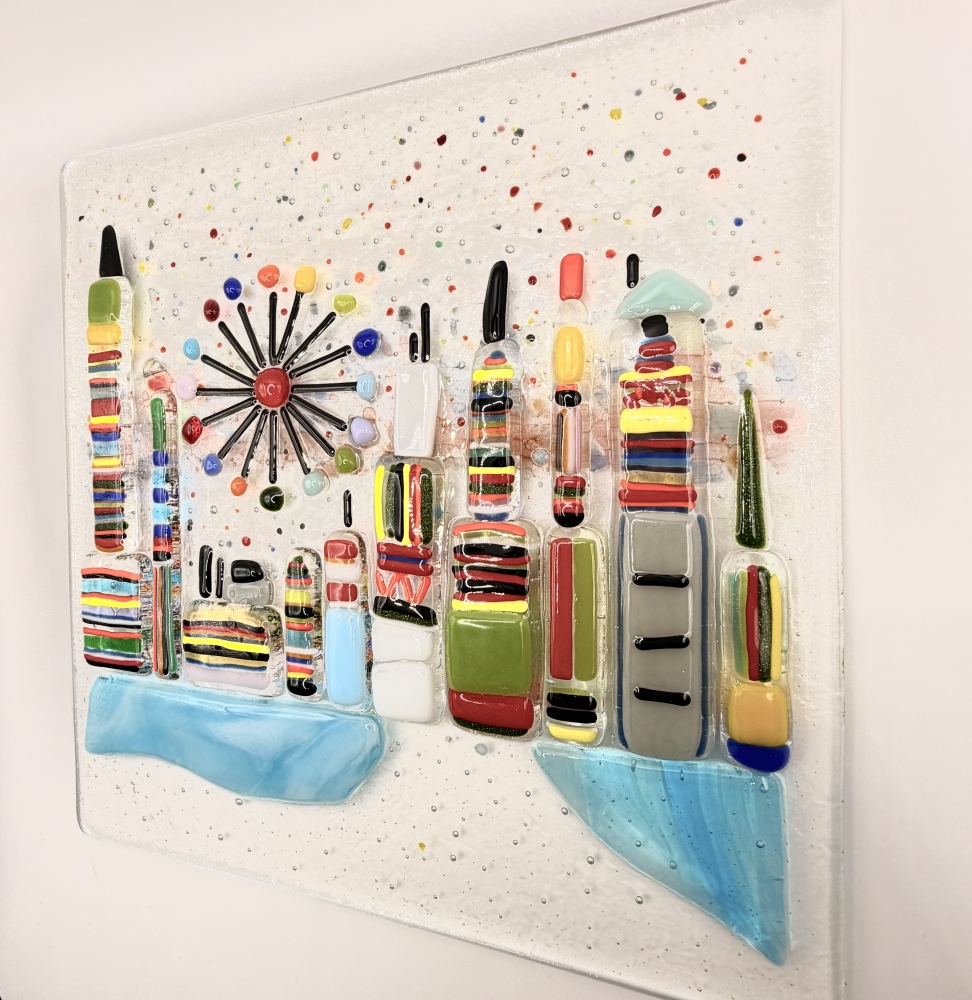 City Life Glass Framed Art