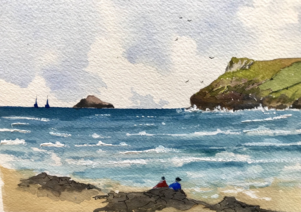 Watching the Surfers at Polzeath in Cornwall