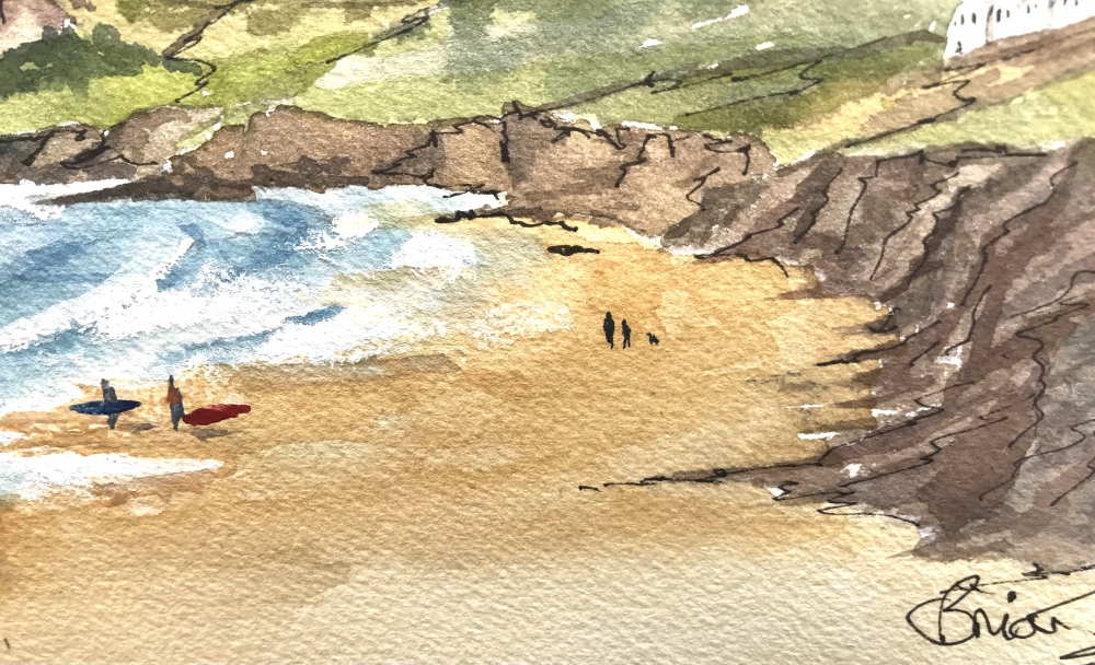 Watching the Surfers at Polzeath in Cornwall