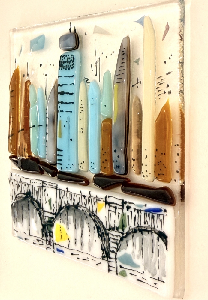 Muted Metropolis - Framed Contemporary Cityscape Glass Art 