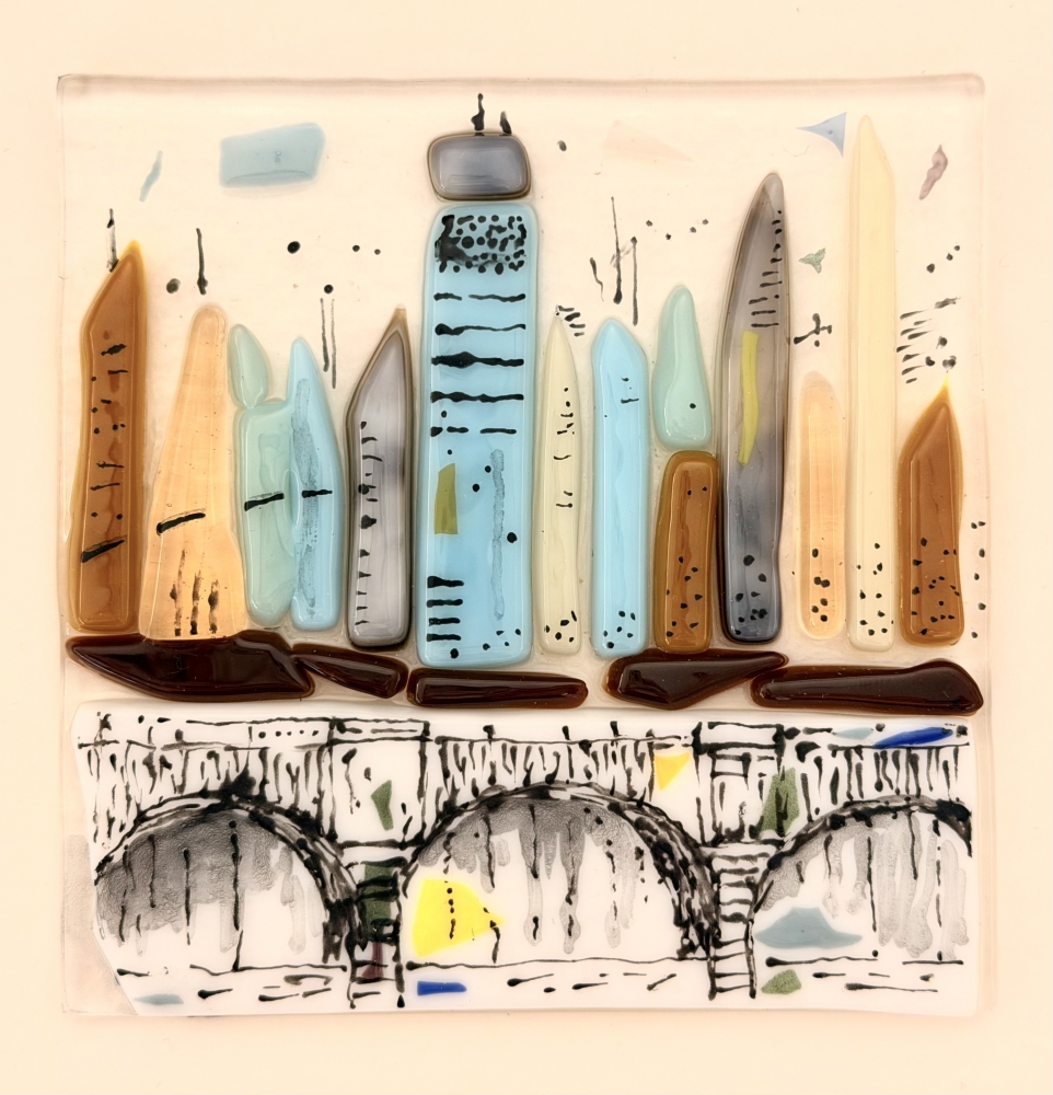 Muted Metropolis - Framed Contemporary Cityscape Glass Art 