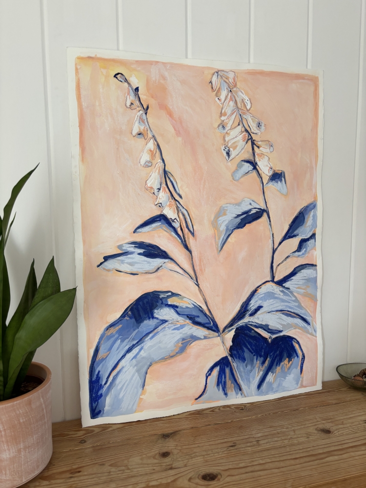 Foxgloves in Blue and Pink