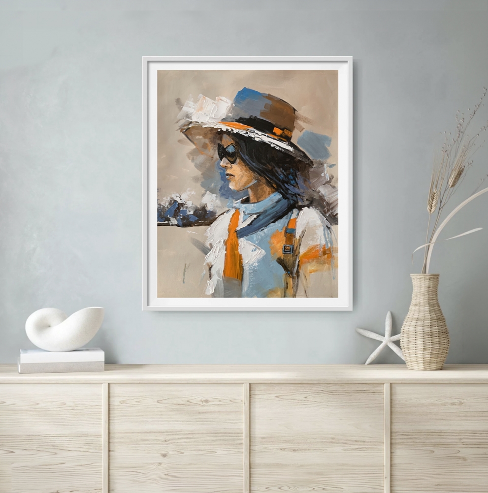 Fashion Woman Portrait in Hat.