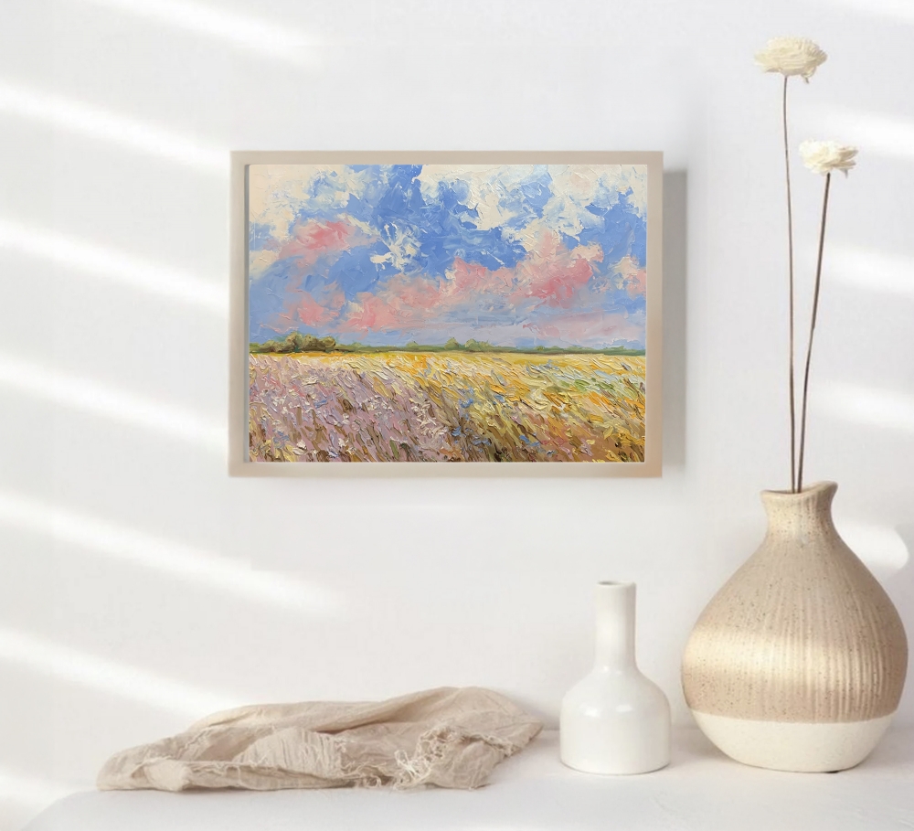 Pastel Sky Field Landscape.