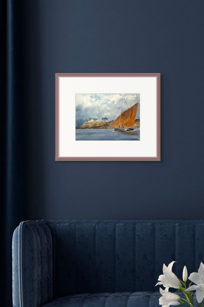 Breton Fishing Boat. Original Signed Watercolour 15x11 inches ; 38x28cm