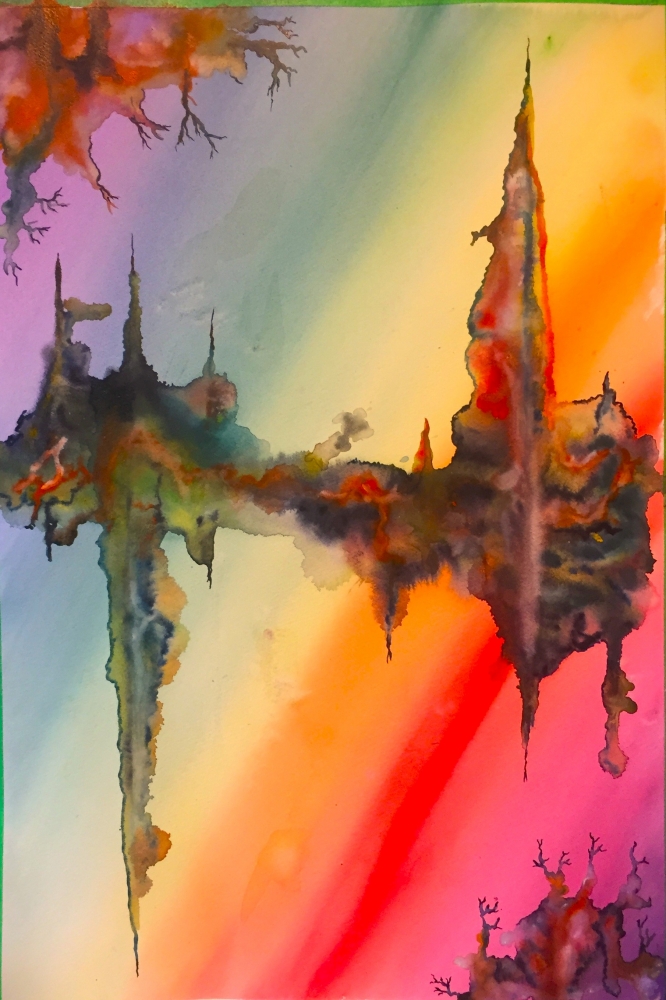 Antisymmetric, 15x22, inch,Watercolors on Cold Press Paper SKU 4079