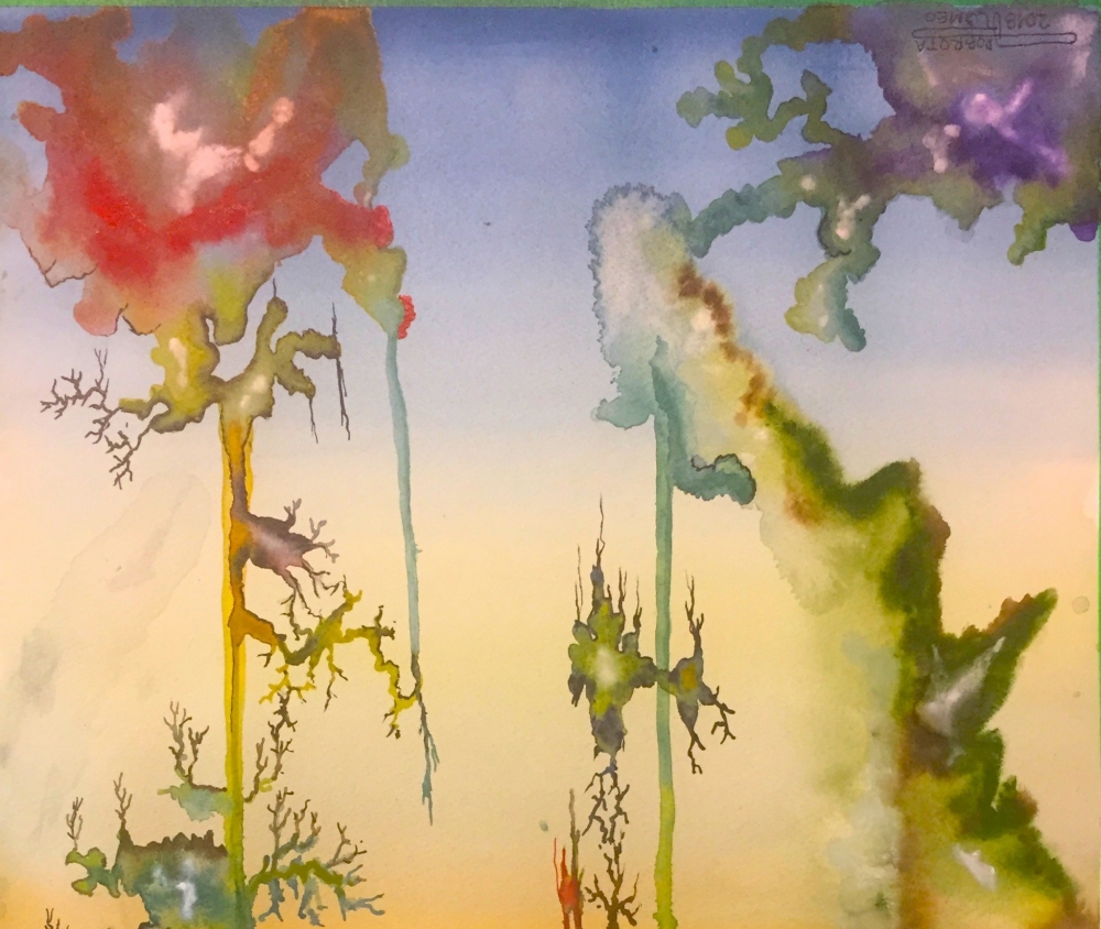 Flowers in Ether 1, 15x22, inch, watercolors on cold press paper, SKU 4081 