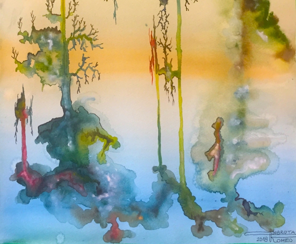 Flowers in Ether 1, 15x22, inch, watercolors on cold press paper, SKU 4081 