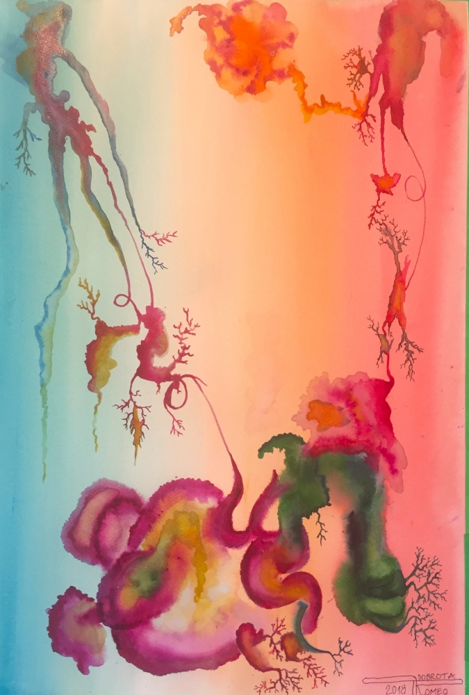 Connection Terra with the Universe, 15x22 inch, watercolors on cold paper SKU 4083 