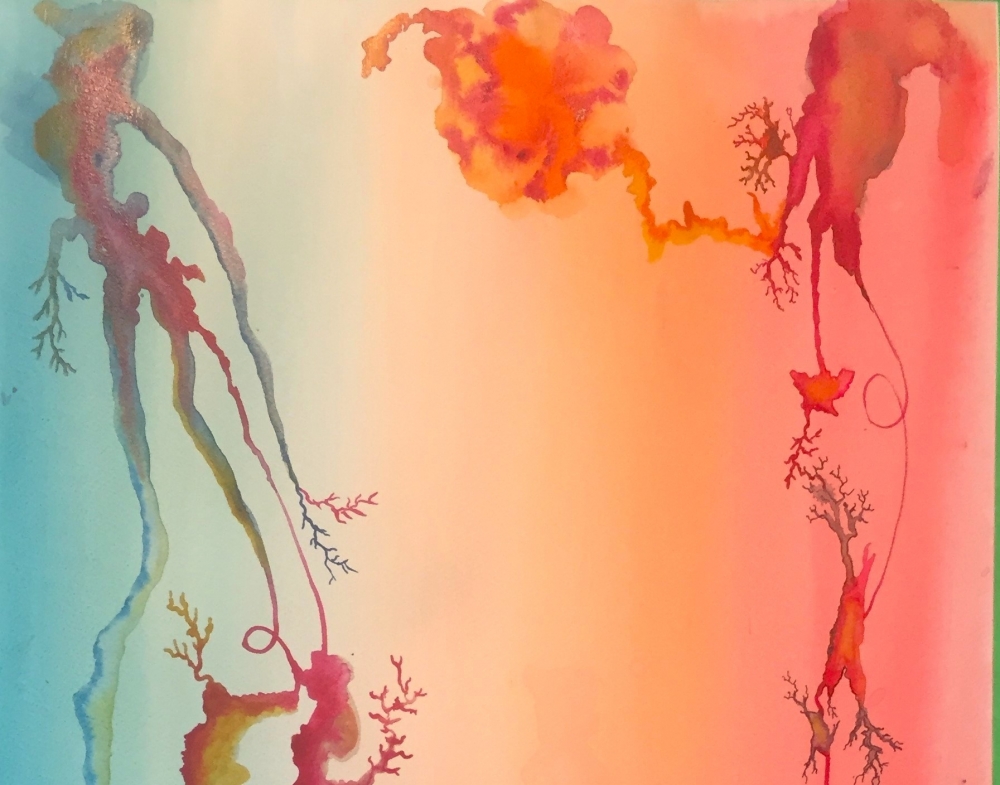 Connection Terra with the Universe, 15x22 inch, watercolors on cold paper SKU 4083 