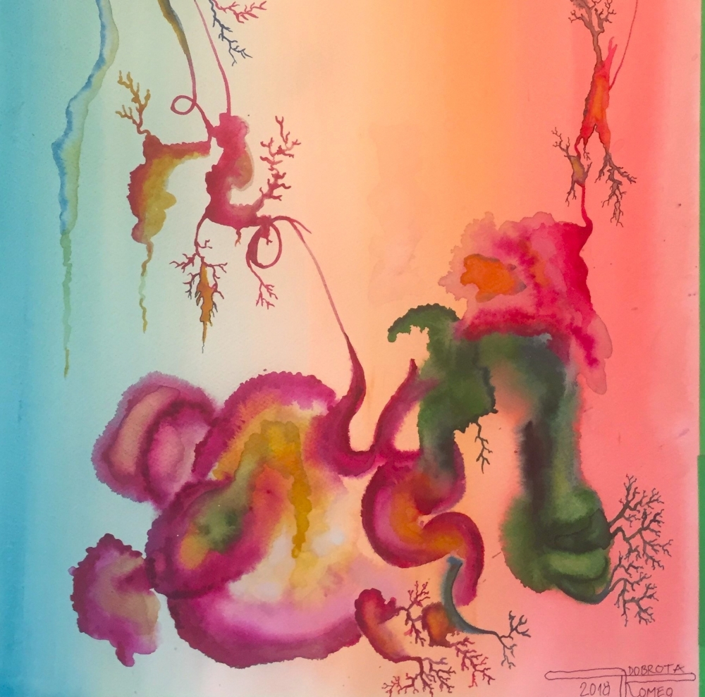 Connection Terra with the Universe, 15x22 inch, watercolors on cold paper SKU 4083 