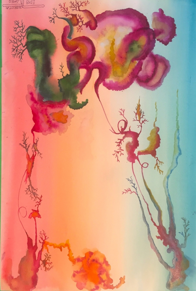 Connection Terra with the Universe, 15x22 inch, watercolors on cold paper SKU 4083 